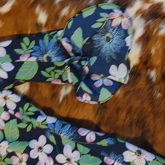 Karl Lagerfeld Floral Midi Dress - Black and Blue - Picture 3 of 5